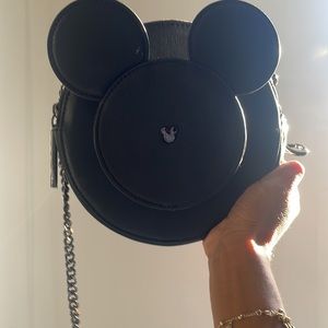 Limited edition Black Mickey mouse handbag with three pockets & keychain